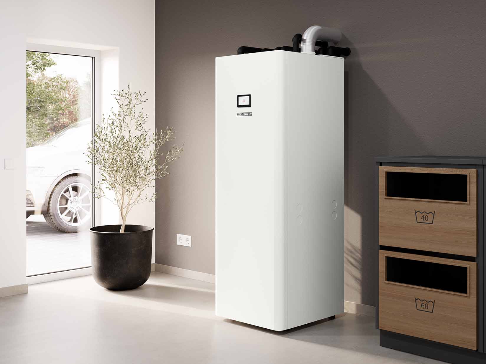 Erdwärmepumpe im Hauswirtschaftsraum