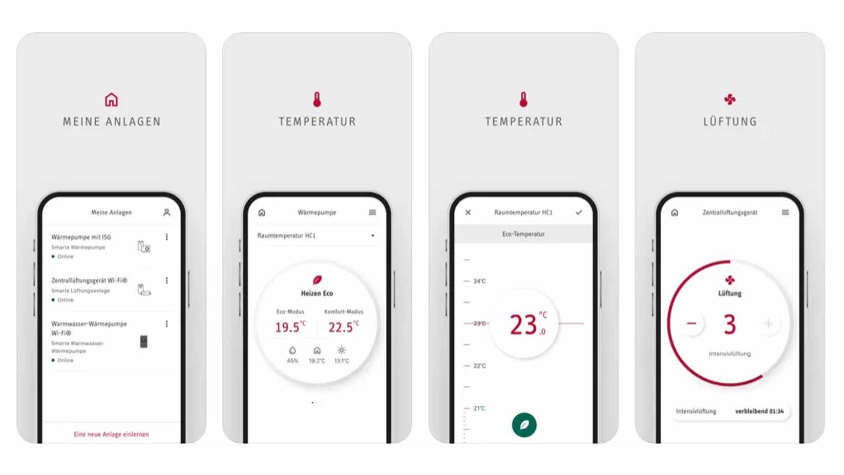 Screens der MyStiebel App